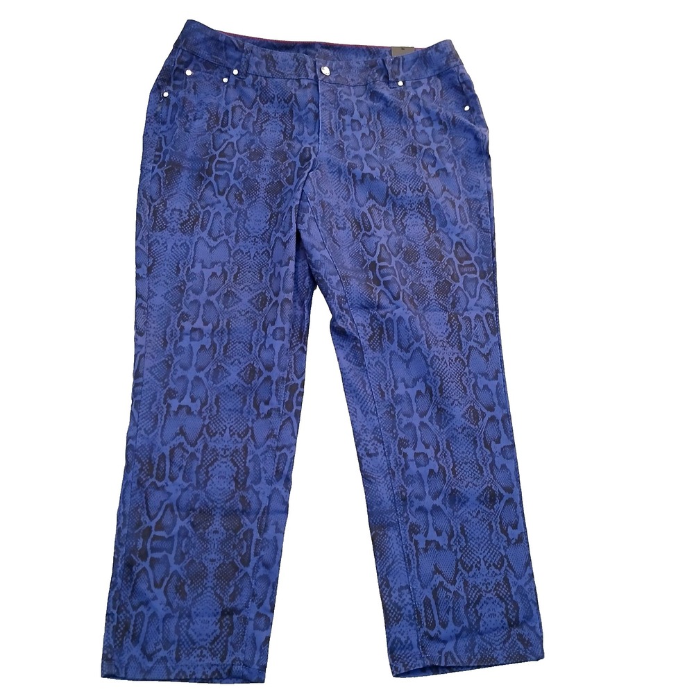 Lane Bryant Women Size 20 Jeans Straight Snake Print Purple Blue Black Pants